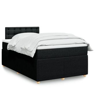 vidaXL Cama Box Spring Con Colch&oacute;n Tela Negro 120x200 Cm Vidaxl
