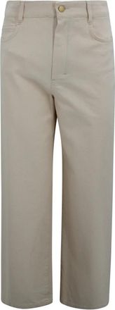 Max Mara Straight Broeken - Dames - Straight fit broeken - Beige - 2XS - Katoen - Broeken