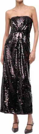 Staud Cece Dress In Espresso/black