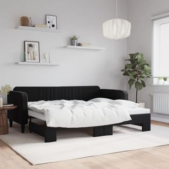 vidaXL Sof&aacute; Cama Nido Terciopelo Negro 90x200 Cm Vidaxl
