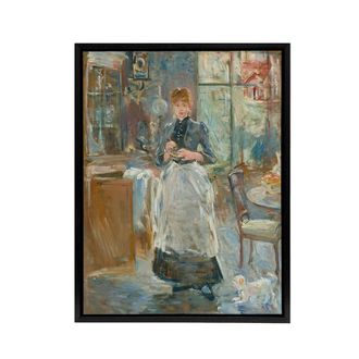 Artery8 In the Dining Room Oil Painting Morisot Black Framed Canvas Wall Art | Size: W24 x H32