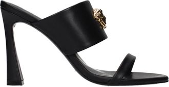 Versace Black Leather Stiletto Heel Womens Sandals