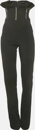 DAVID KOMA Black Crepe Zipper Detail Strapless Jumpsuit