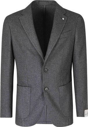 L.B.M. 1911 Diagonal Textured Wool Jacket With Jeweled Button Detail