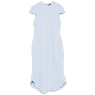 DAVID KOMA Blue Satin Cap Sleeve Dress