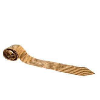 Ferragamo Vintage Mustard Textured Silk Jacquard Tie