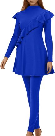 Generic Full Cover Islamic Swimwear 3 Pieces Burkini Women Long Sleeve Swimsuit with Hijab & Pants Set Rash Guard UPF 50+ Modest Surfing Costume