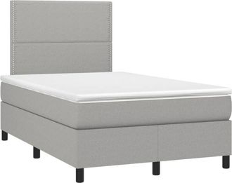 vidaXL Vidaxl - Cama Box Spring Con Colch&oacute;n Y Led Tela Gris Claro 120x190 Cm