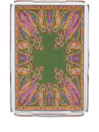 Etro Home paisley rectangular tray (42cm x 28cm) - unisex - Plastic - One Size - Green