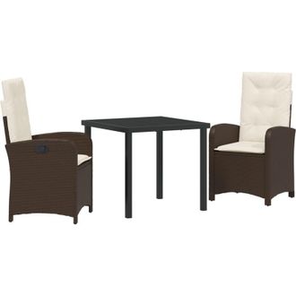 vidaXL Vidaxl - Conjunto De Comedor De Jard&iacute;n 3 Pcs Marr&oacute;n Rat&aacute;n Sint&eacute;tico