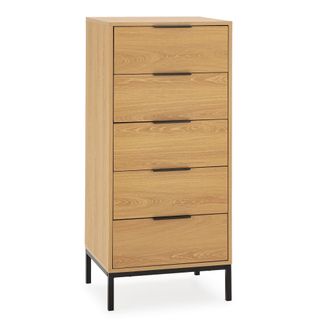 HOMN C&oacute;moda alta 5 cajones color roble