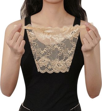 Generic 2024 New Lace Privacy Bra - Clip On Mock Camisole Bra Insert Overlay Panel Vest - Breast Covers - Thin Womens Cotton Beige