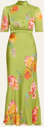 Saloni Adele B Floral Silk Dress