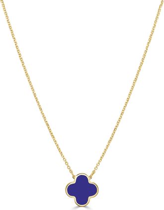 Italian Gold, Inc 14K Yellow Gold Small Single Clover Necklace - Lapis