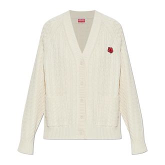 Kenzo Cardigans, female, Beige, Size: XS Cardigan with Patch