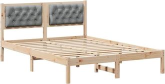 vidaXL Estructura De Cama Con Cabecera Gris Claro 140 X 190 Cm Vidaxl