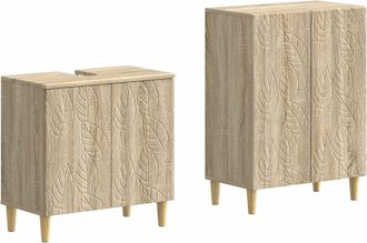 vidaXL Juego De Gabinete De Ba&ntilde;o De 2 Piezas Delft Roble Sonoma Vidaxl