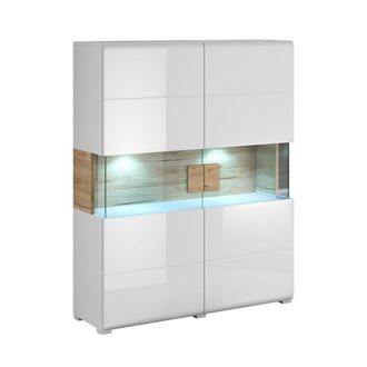 Petits Meubles Vajillero 2 puertas con led tableros de aglomerado laminados blanco