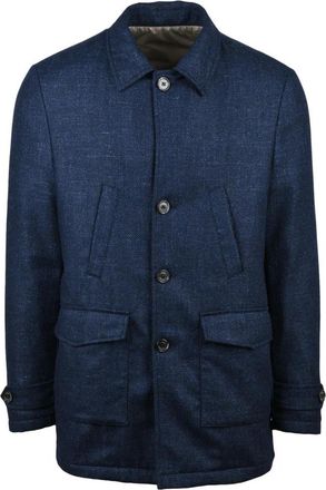 LUIGI BORRELLI NAPOLI Giubbotto Traforato - Heren - Zomerjassen - Blauw - M - Wol - Jassen