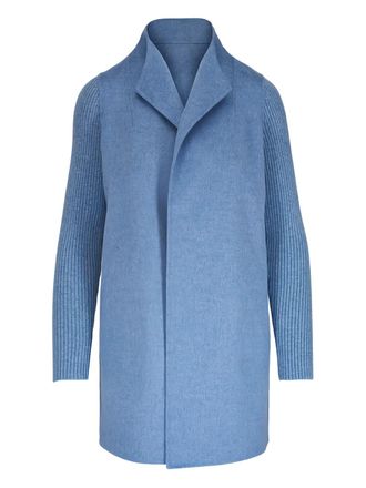Kinross Cashmere shawl-collar ribbed coat - Blue