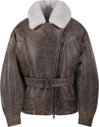BLANCHA Chaqueta de Borrego Merino Recta Vintage - Jackets - Mujer - Marr&oacute;n - S