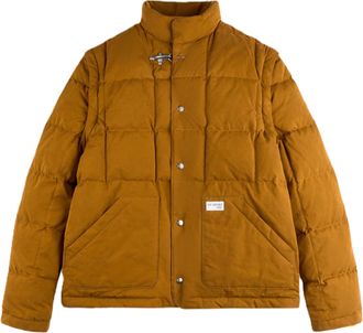 Fay Brown Quilted High Collar Clasp Jacket