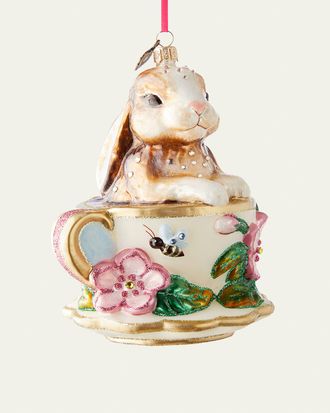 Jay Strongwater Bunny Teacup Christmas Ornament