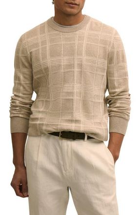 Brooks Brothers Plaid Texture Cotton Sweater in Beige Tan Plaid at Nordstrom, Size Xx-Large