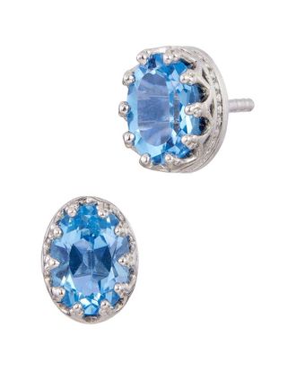 Savvy Cie Jewels Silver 2.00 Ct. Tw. Swiss Blue Topaz Stud Earrings