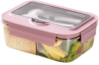 OEM Fiambrera De 1400 Ml Apta Para Microondas Con 3 Compartimentos Y Cubiertos. Ideal Para Picnics, El Trabajo Y La Escuela