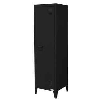 ML Design Archivador alto de oficina negro con 3 compartimentos 38x38x137,5cm