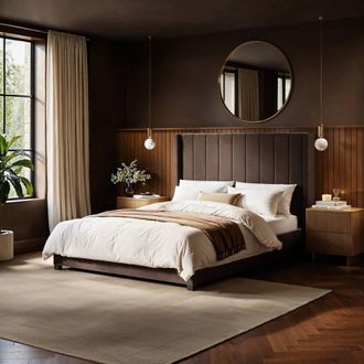 Flair Tiggy Ottoman Bed with Winged Headboard Chocolate Velvet in Brown | Size: Double