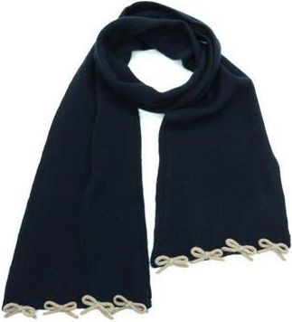 Portolano Bow Trim Scarf in Navy/light Brown at Nordstrom Rack