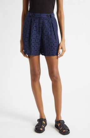 Derek Lam Boswell Eyelet Lace Shorts in Navy at Nordstrom
