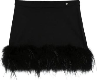 Sonia Rykiel Rokken, Dames, Zwart, S, Leer, Feather-Trim Mini Rok