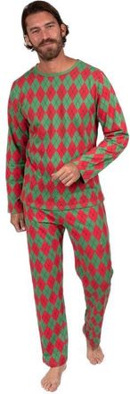 Leveret Mens Loose Fit Cotton Matching Family Holiday Pajamas, Classic & Geometric Patterns in Argyle Red & Green at Nordstrom, Size Xx-Large