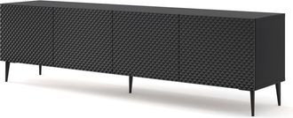 AKL FURNITURE Mueble para TV efecto madera Negro