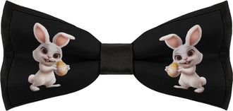 Generic Cute White Rabbit Bow Ties for Men Adjustable Pre-Tied Fun Pattern Bowties for Wedding Party