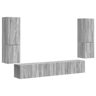 vidaXL Conjunto De Mueble De Tv 4 Pcs Gris Sonoma Madera De Ingenier&iacute;a Vidaxl