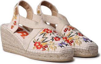 Toni Pons MONTJOI - Womens Wedge Espadrille with Multicolor Embroidery, Dahlia, 8.5 UK