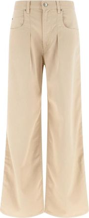 Isabel Marant Rodayna Broek - Dames - Wijde Broeken - Beige - 2XS - Katoen - Broeken