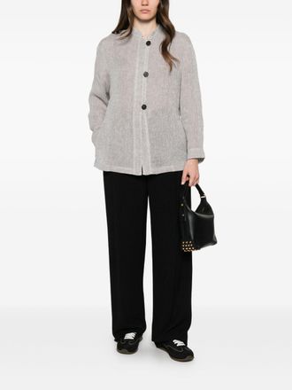 Emporio Armani Linen Buttoned Jacket - Grey