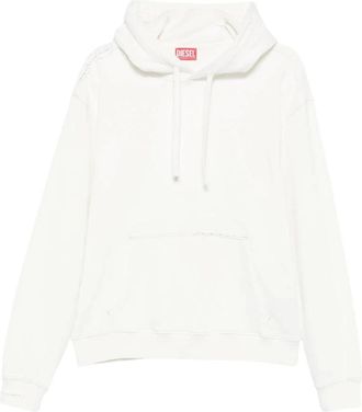 Diesel Sudadera con rotos y detalles de cristal - Sweatshirts & Hoodies - Hombre - Blanco - XL
