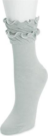 Muk Luks Ruffle Crew Socks in Garden Frost at Nordstrom