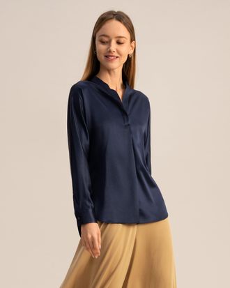 LilySilk Loungeful Split Neck Silk Shirt for Women