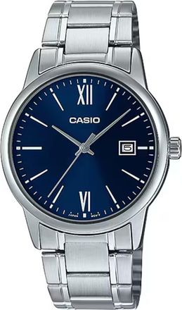 Casio Mens Silver Stainless Steel Watch with Blue Dial - MTP-V002D-2B3