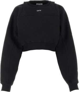Off-white Zwarte Katoenen Sweatshirt - Dames - Sweatshirts - Zwart - M - Katoen - Hoodies & sweatvesten