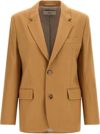 Ami Blazers, female, Beige, XS, Single-Breasted Wool Blazer