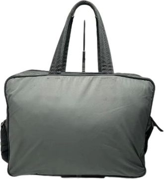 Prada Pre-owned Weekend Bags, female, Gray, Size: ONE SIZE Pre-owned Canvas Weekend Bag