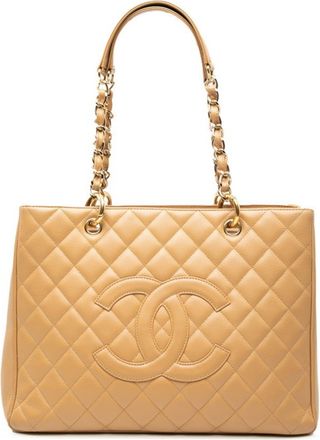 Chanel Matelasse Beige Grained Calfskin Tote Bag (Pre-Owned)